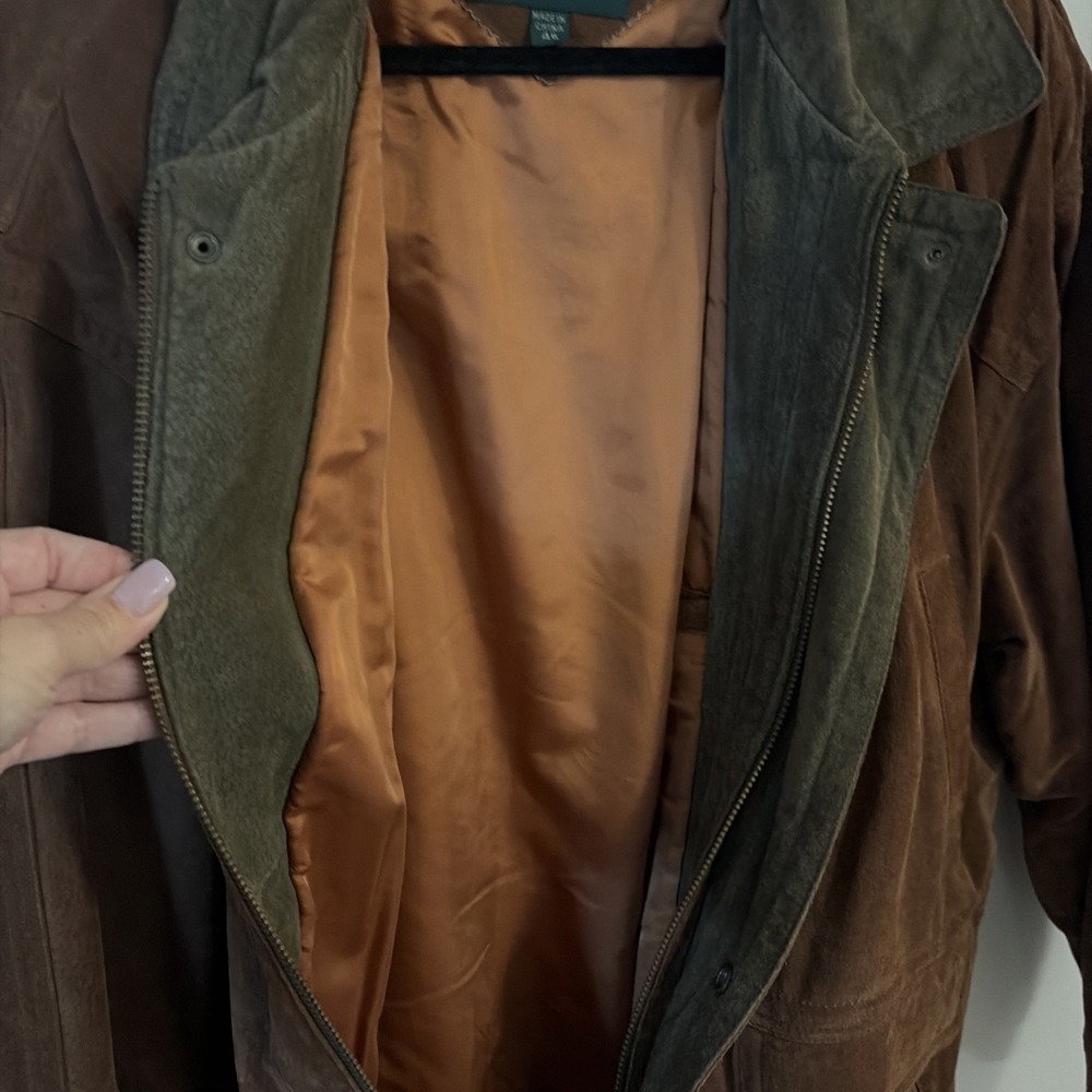 HILL & ARCHER BROWN SUEDE GENUINE LEATHER 2 TONE MENS JACKET SIZE 46 - Picture 6 of 12